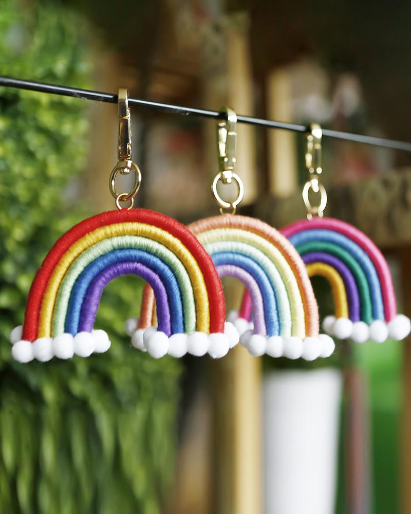 

1pc Handmade Rainbow Stripe Bag Accessories King Ring, Orange