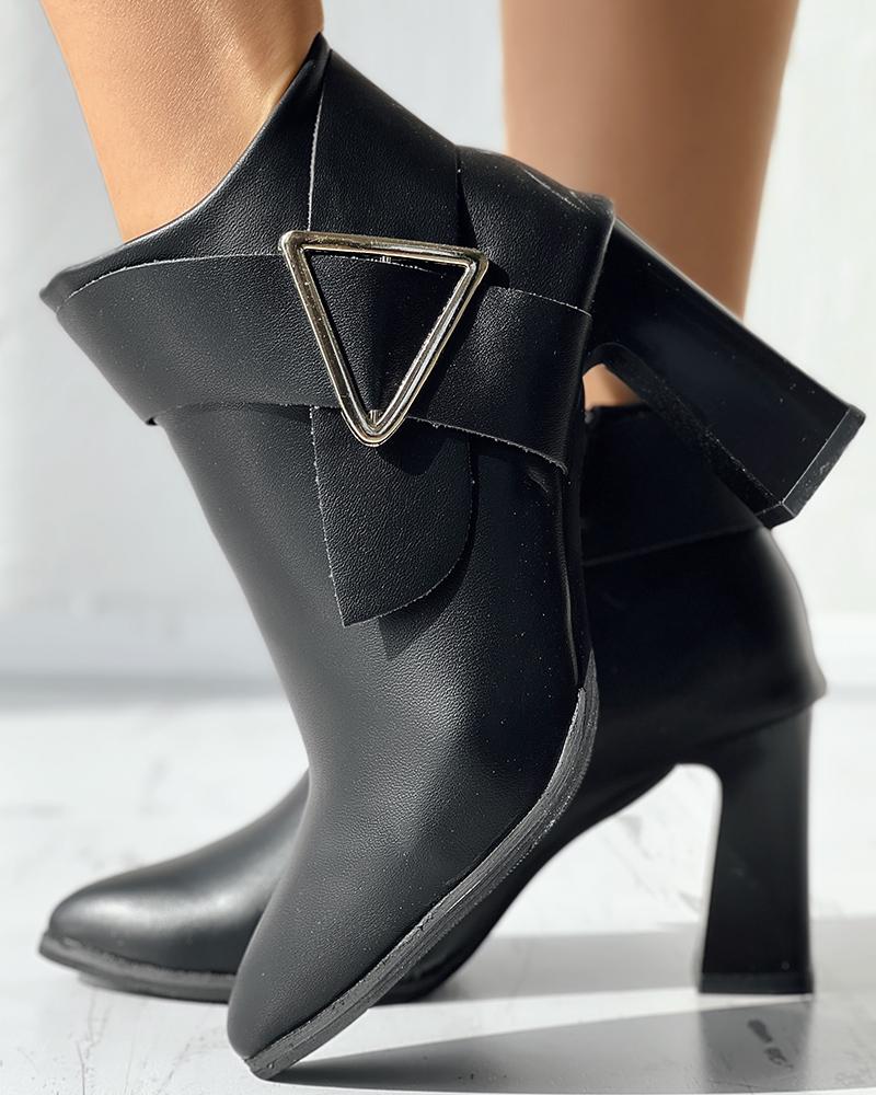 

Buckled Chunky Heel Ankle Boots, Black