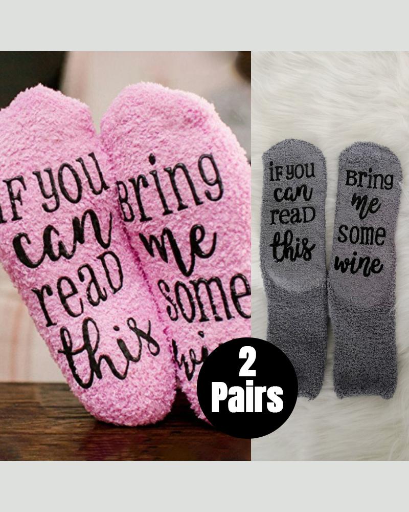 

2 pares de calcetines con estampado de letras, de algodón suave, hasta la mitad de la pantorrilla, Style1