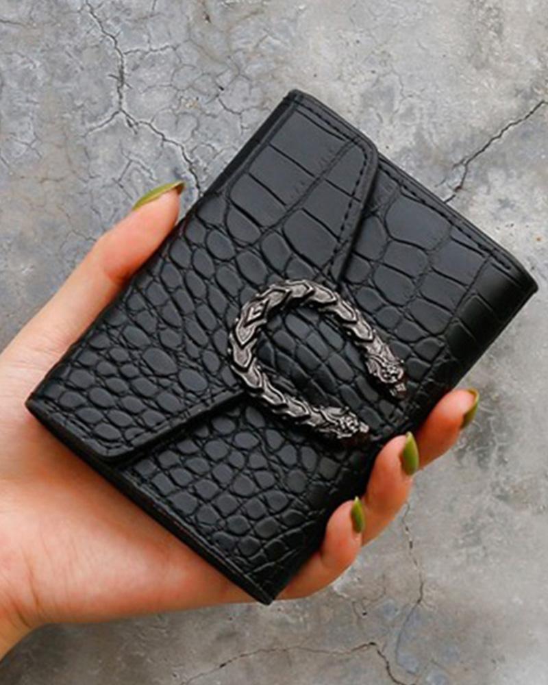 

Croc Embossed Credit Card Wallet, Black