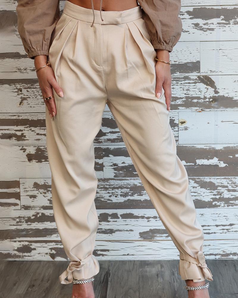 Ruched Pocket Design Cuffed Pants