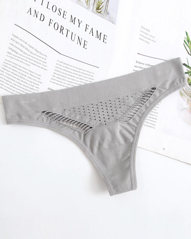 

Breathable Hollow Out Seamless Panty, Gray