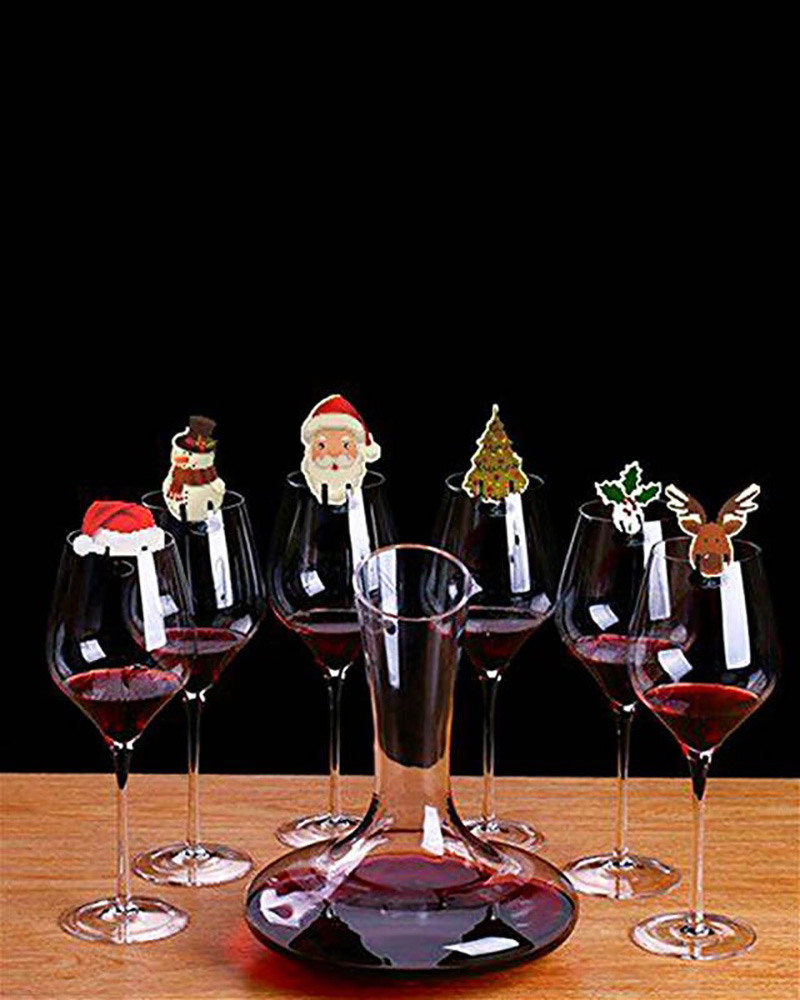 

10pcs Christmas Drink Glass Cocktail Markers Party Glasses Identifiers Ornament, Style3