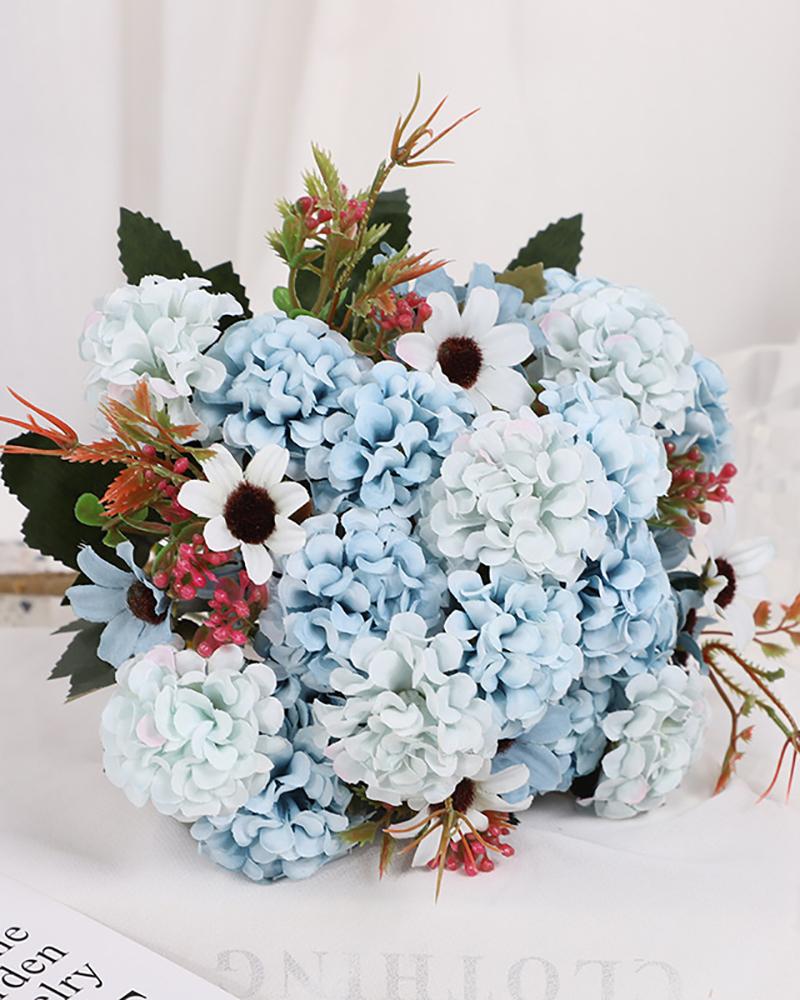 

Artificial Hydrangea Mixed Flowers Silk Bouquet Wedding Party Home Decor, Blue