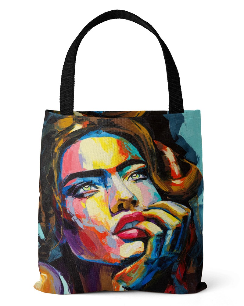 

Figure Print Canvas Shopper Bag, Style3