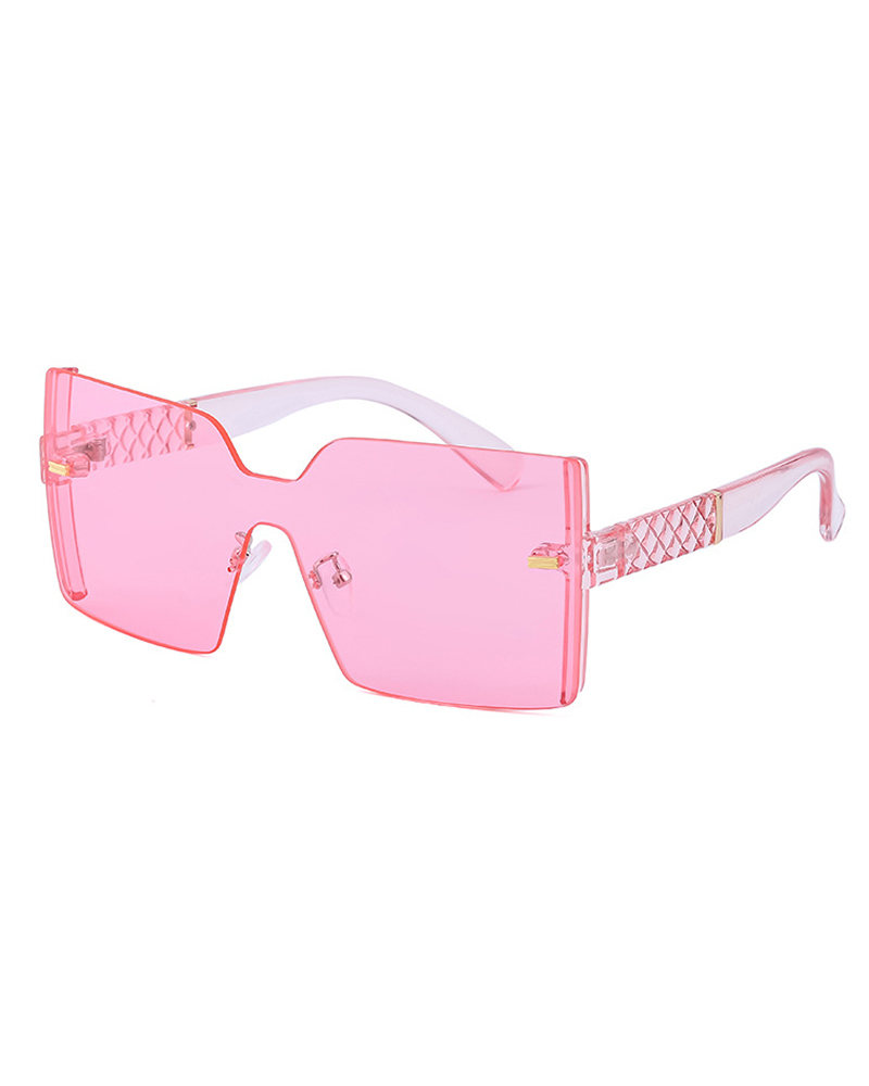 

Rimless Frame Square Big Sunglasses, Pink