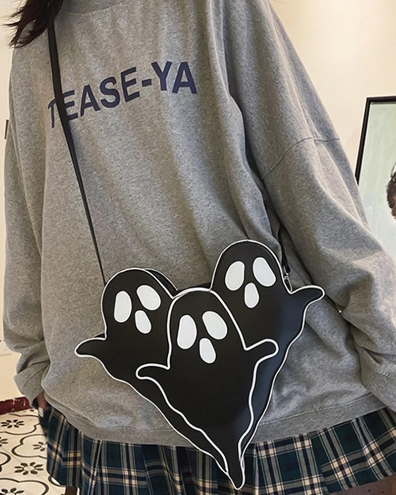 

Halloween Ghost Shaped Funny Crossbody Shoulder Bag, Black