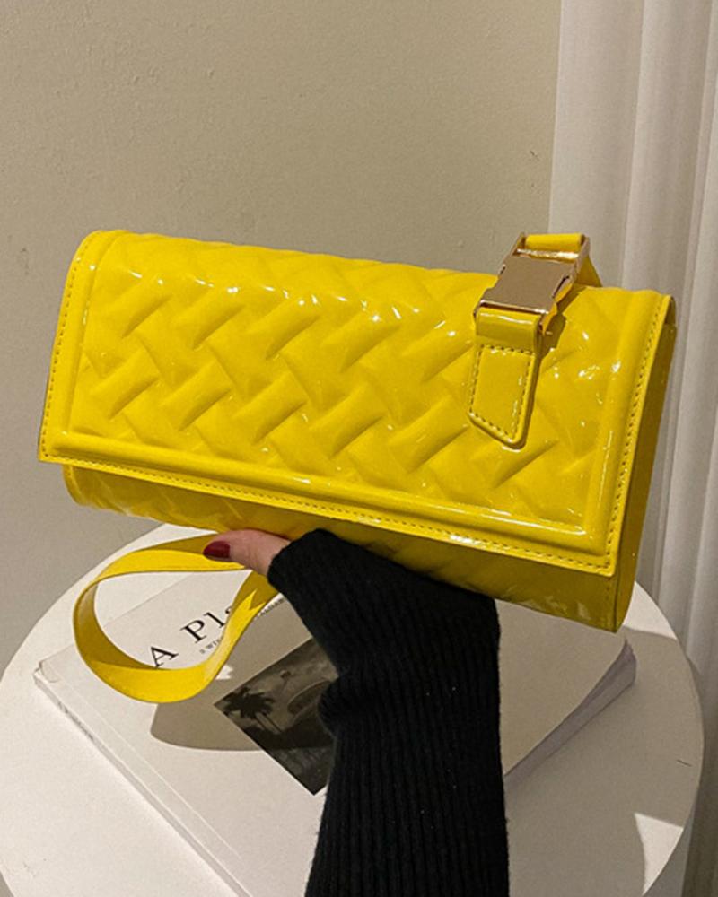 

Quilted Flap Rectangular Shoulder Bag, Yellow