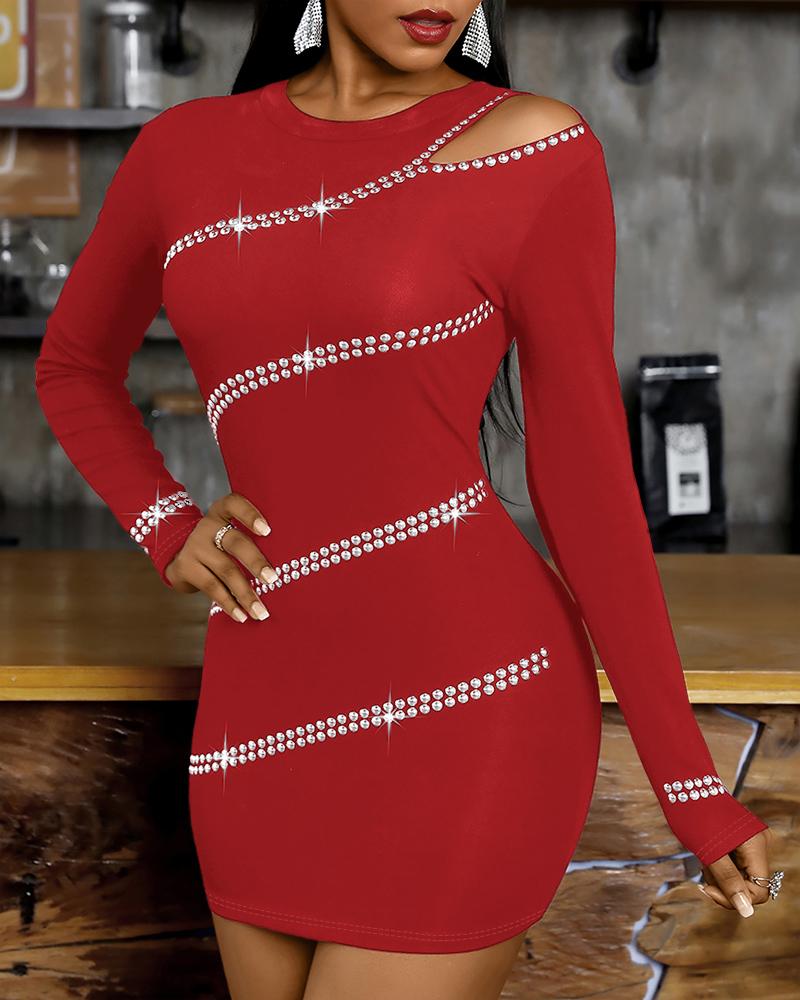 

Vestido bodycon com pregos de um ombro, Red