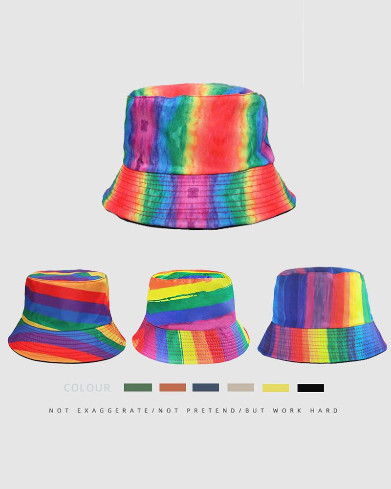 

Colorful Colorblock Reversible Double-Side-Wear Bucket Hat, Style2