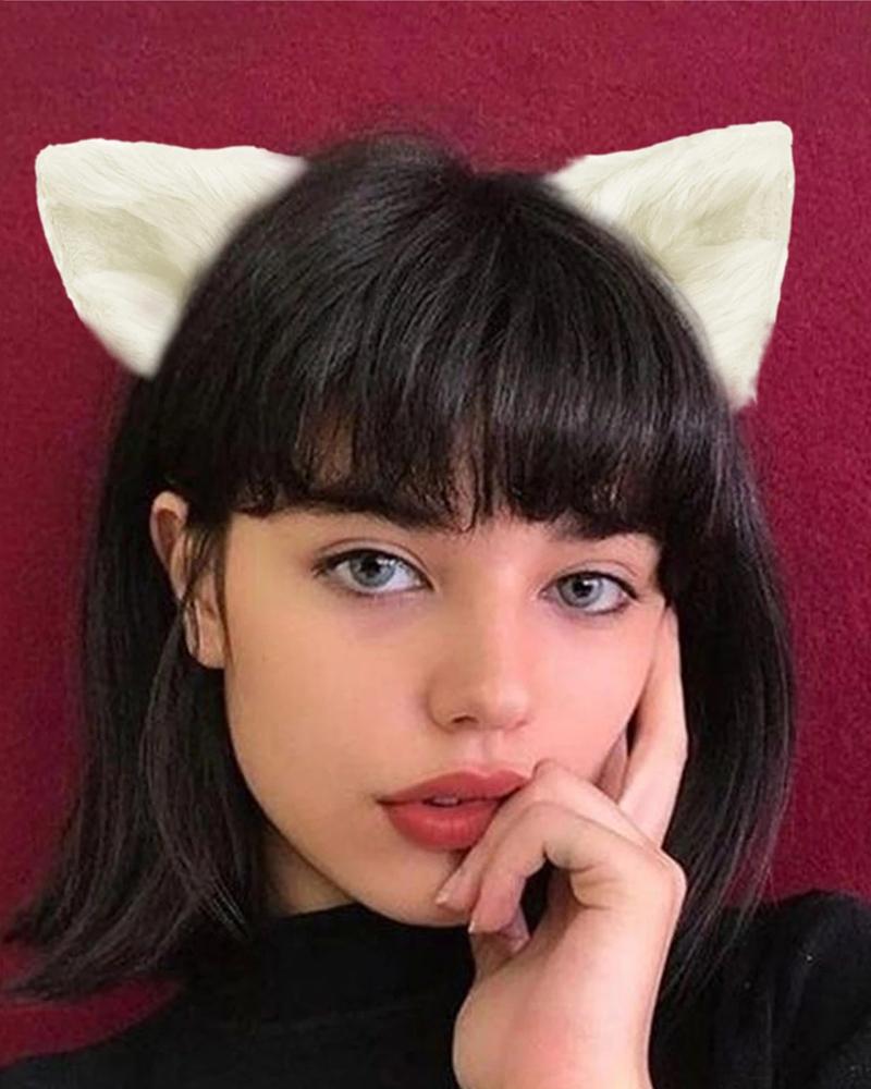 

Fluffy Ear Design Headband, White
