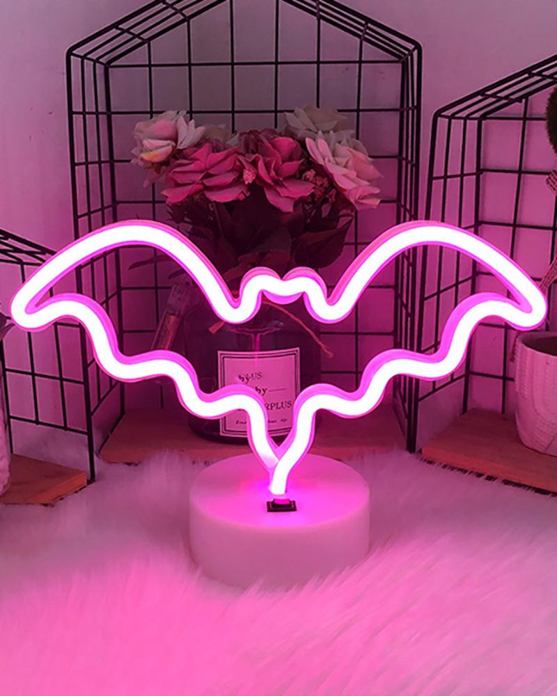 

LED Bat Sign Lights for Halloween Decorations Bat Shaped LED Sign Lamp with Base Scary Halloween Decorations Indoor Home Mantel Tabletop, Style1