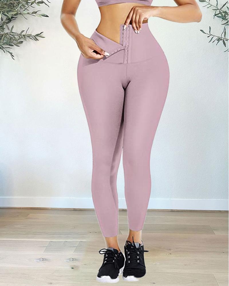 

High Waist Tummy Control Butt Lift Fleece Lined Yoga Pants, Pink