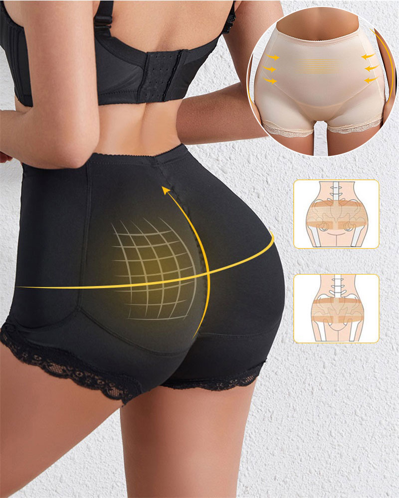 

High Waist Butt Lifting Shapewear Tummy Control Hip Padded Panty Underwear Body Shaper, Black
