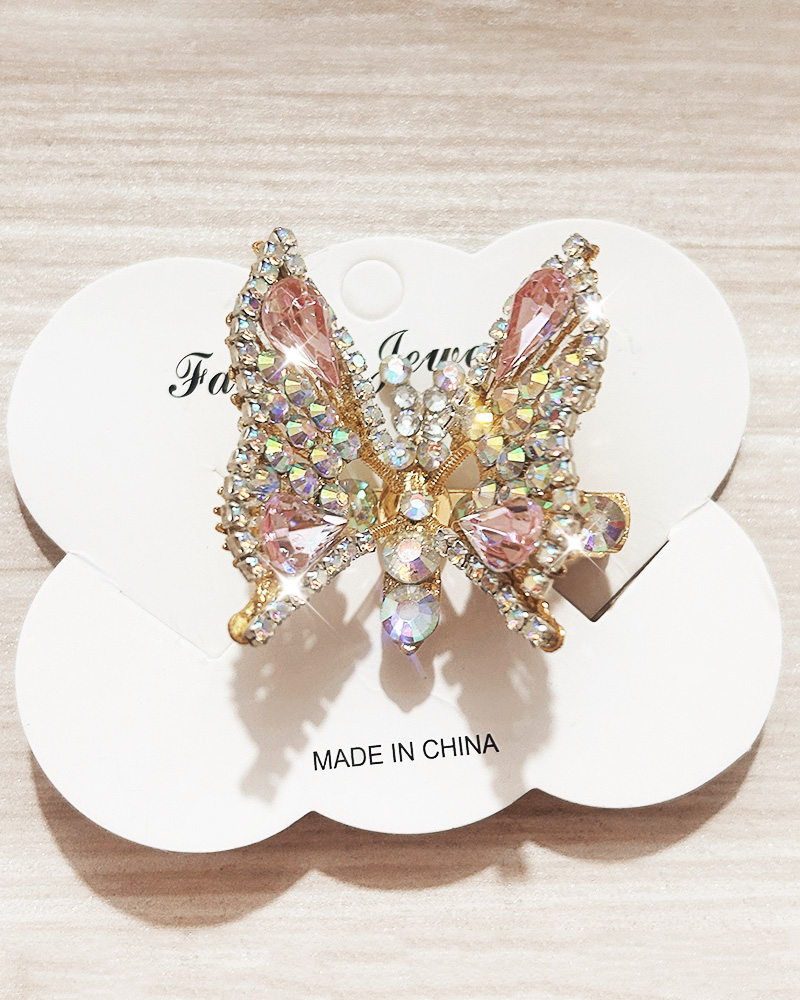 1pc Crystal Stone Decor Flying Butterfly Childern Hair Clip