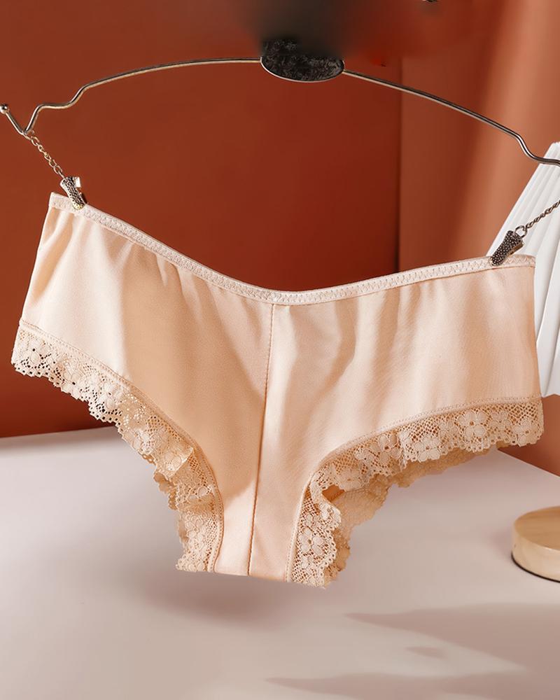 

Sheer Mesh Lace Trim Cutout Panty, Nude