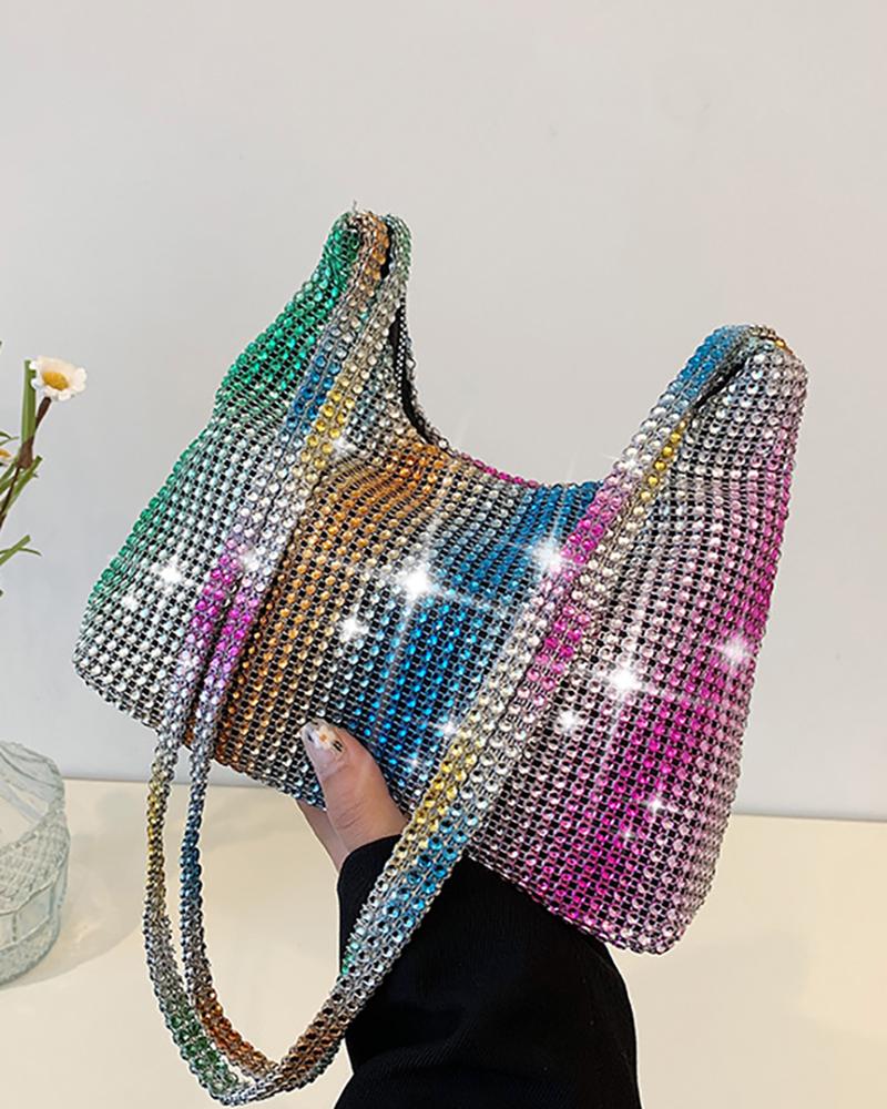 

Rhinestone Decor Vintage Shoulder Bag, Multicolor