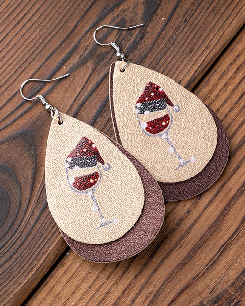 Christmas Constrast Sequin Graphic Print Drop Earrings