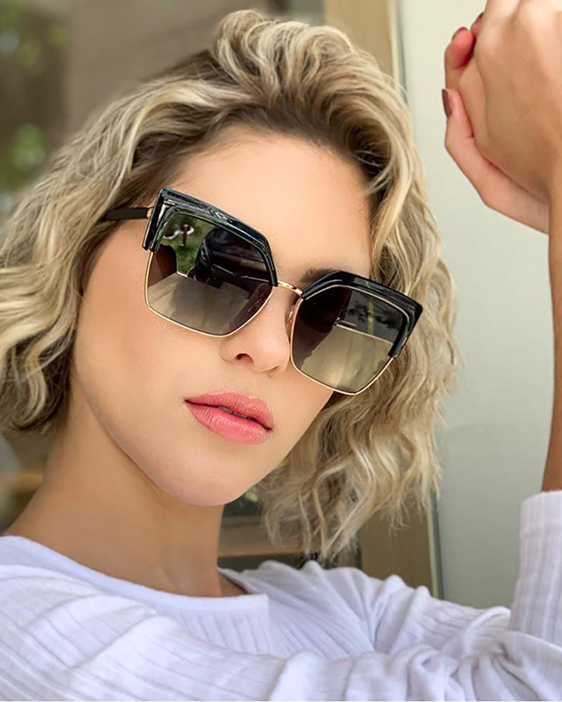 

1Pair Half Rimless Tinted Lens Sunglasses, Black