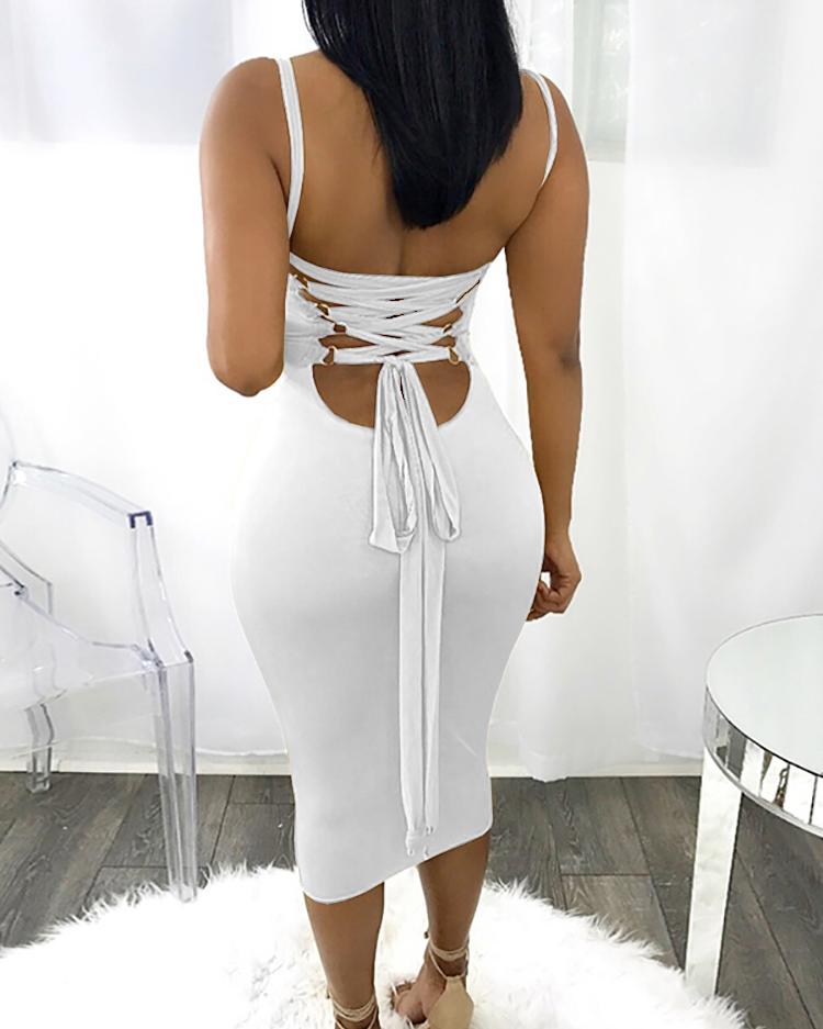 

DressSexy Bandage Strappy Back Bodycon, White