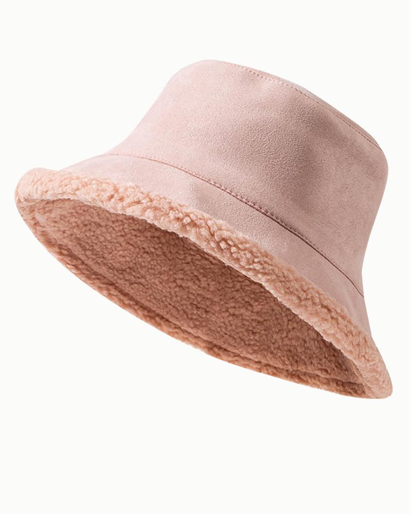 

Fluffy Suede Lined Bucket Hat, Pink