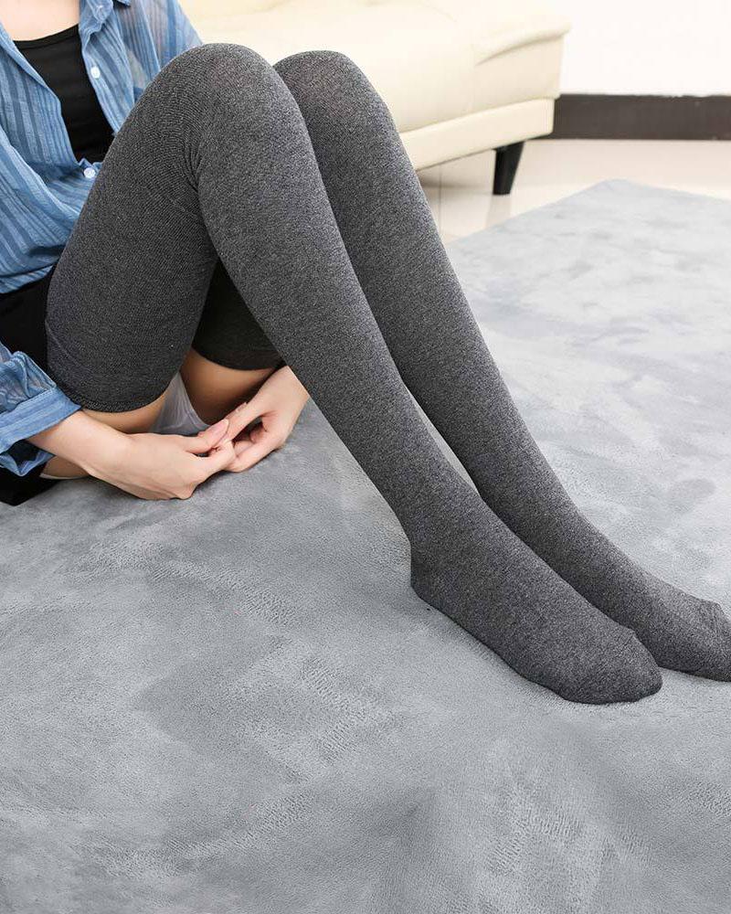 

Over Knee Thigh High Socks Cotton Leg Warmers, Dark grey