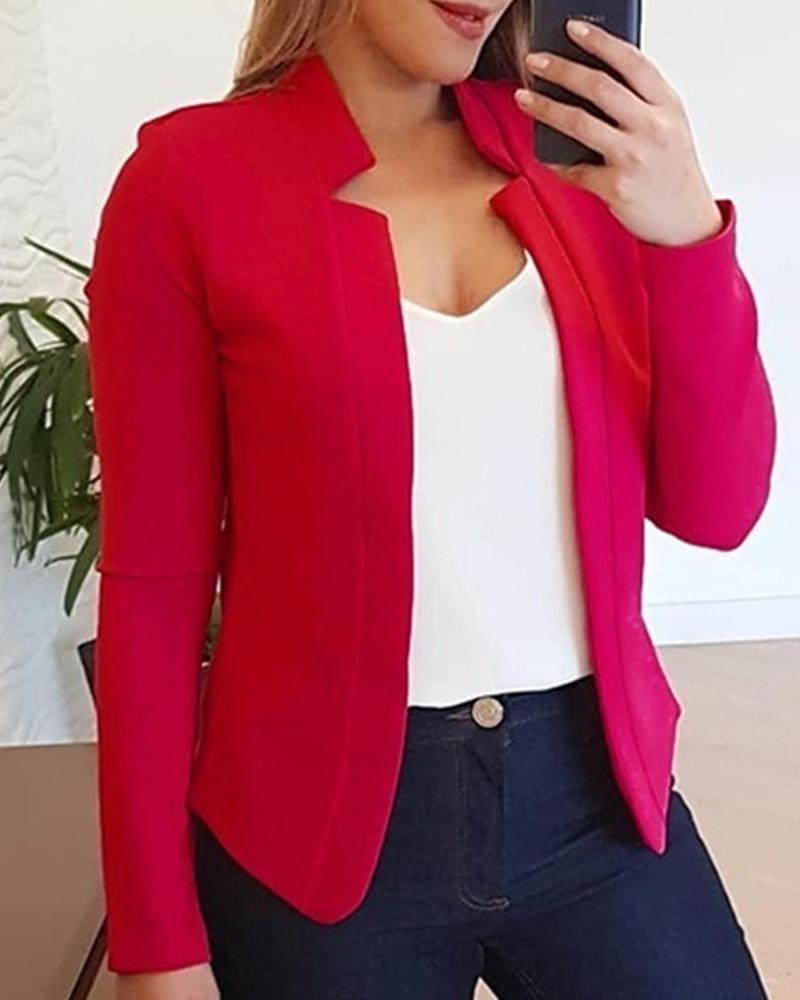

Cutout Design Long Sleeve Blazer Coat, Red