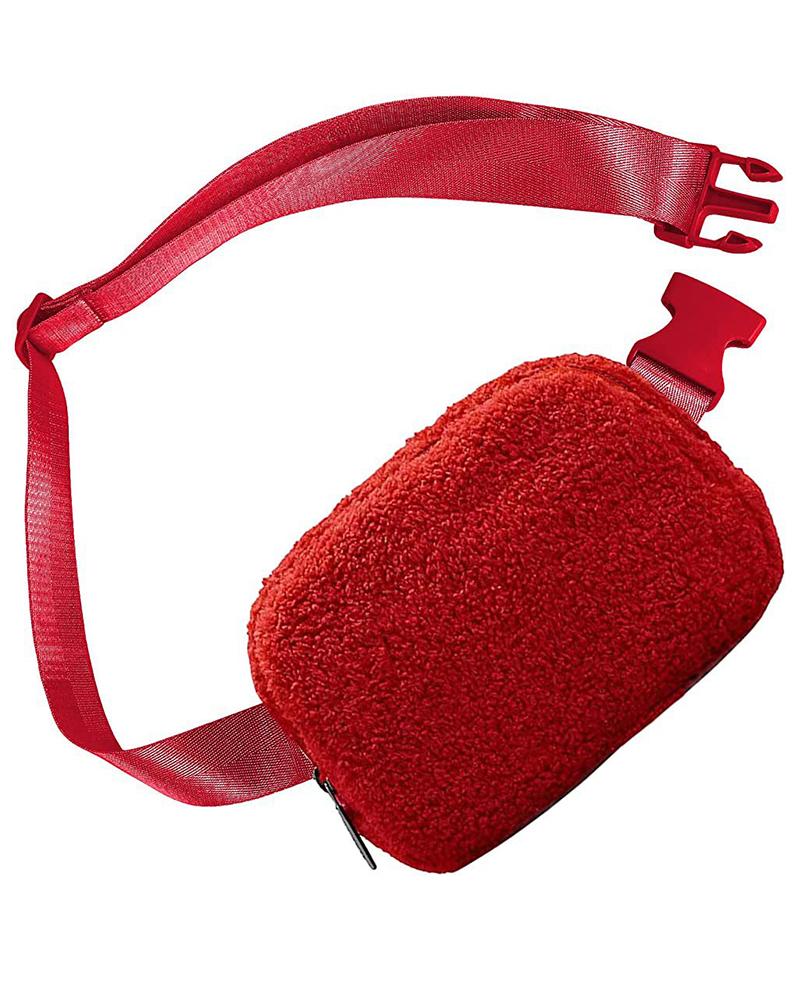

Women's Sherpa Fanny Pack Personalized Monogram Crossbody Belt Bag, Red