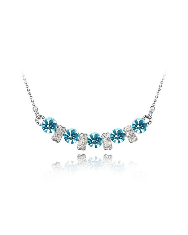 

Rhinestone Studded Colorblock Chain Necklace, Blue