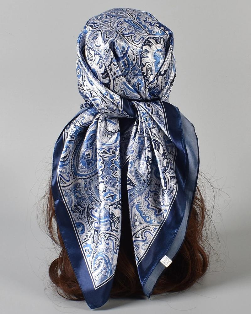 Paisley Print Satin Hair Bandana Wrap Square Scarf