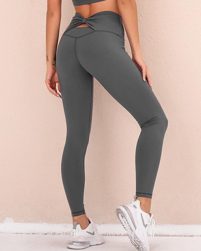 

Solid Skinny High Elatic Yoga Pants, Dark grey