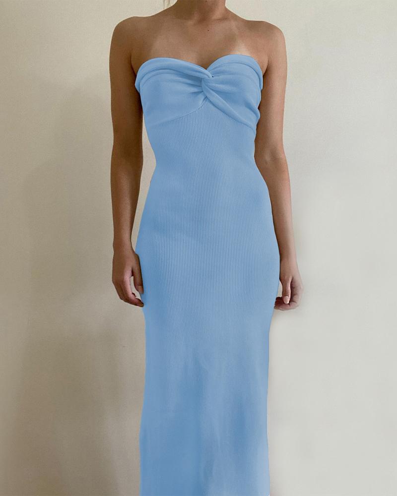 

Twist Design Bandeau Sweater Dress, Blue