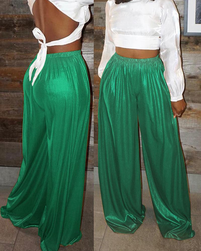

High Waist Wide Leg Pants, Green