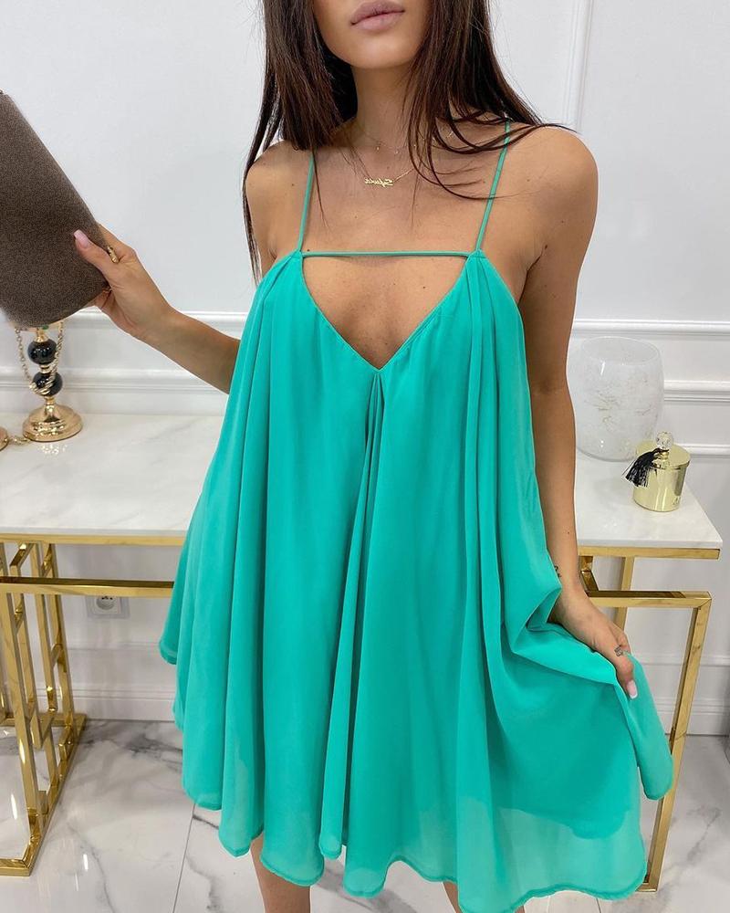 

Cutout Front Spaghetti Strap Backless Dress, Green