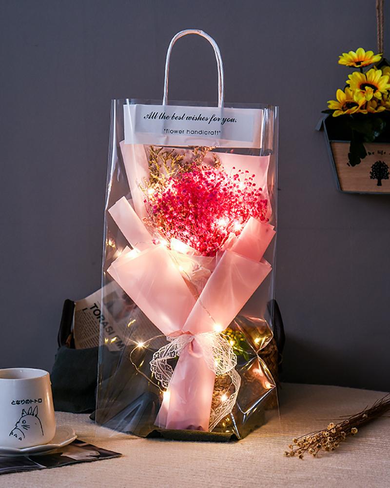 

Valentine'S Day Festival Gift Gypsophila Dried Flower With Lights, Pink