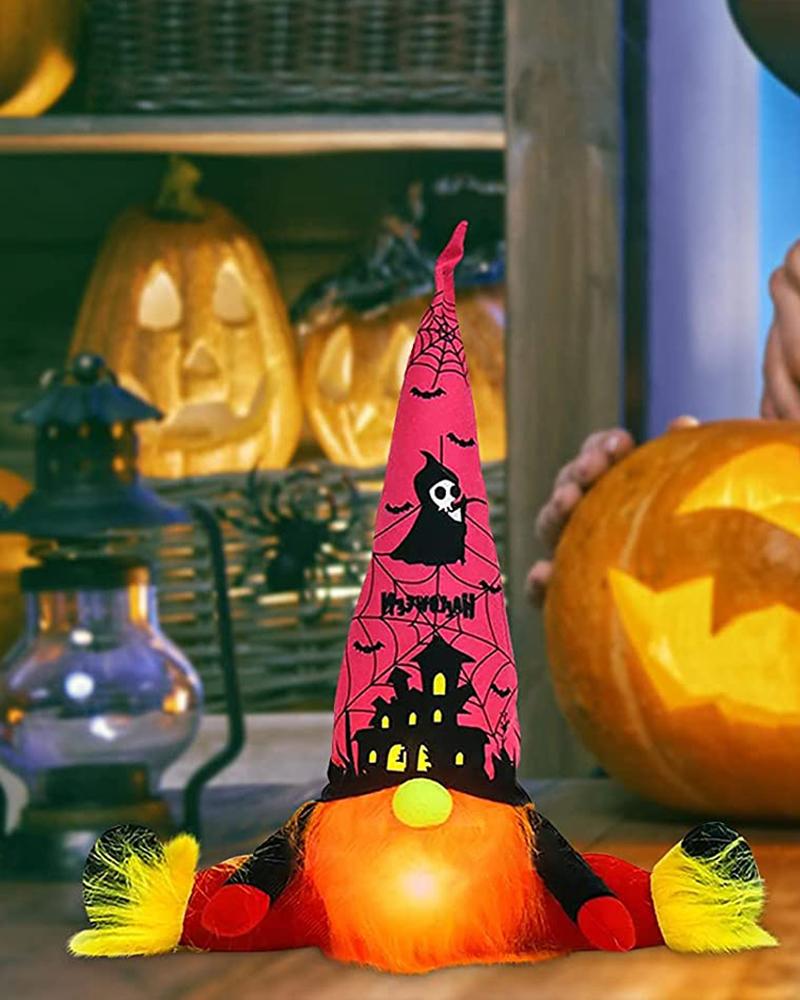 

Halloween Glowing Dwarf Doll Gnome Doll Ornaments with Lights Faceless Doll Kids Toy Light Up Gnome for Halloween Day Party Table Decor, Red