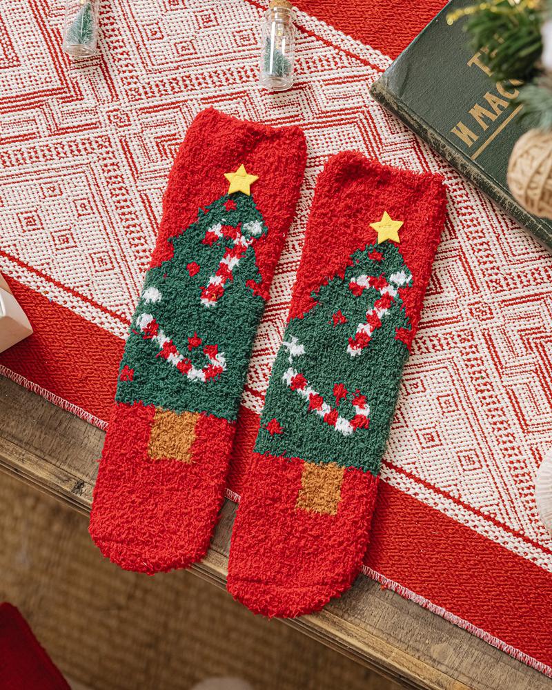 

1Pair Christmas Gift Fuzzy Socks With Clear Box, Style3