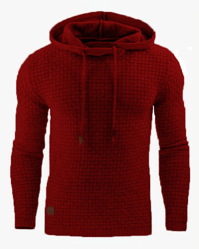 

Man Long Sleeve Plain Hooded Top, Wine red