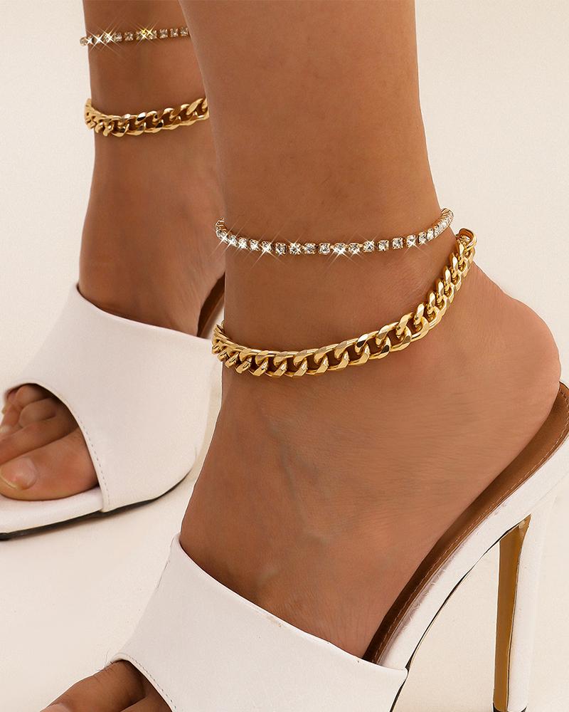 

Studded Simple Chain Anklet, Gold