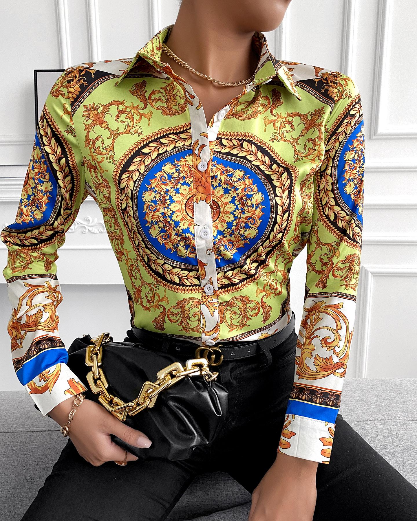 

Colorblock Long Sleeve Button Design Shirt, Multicolor
