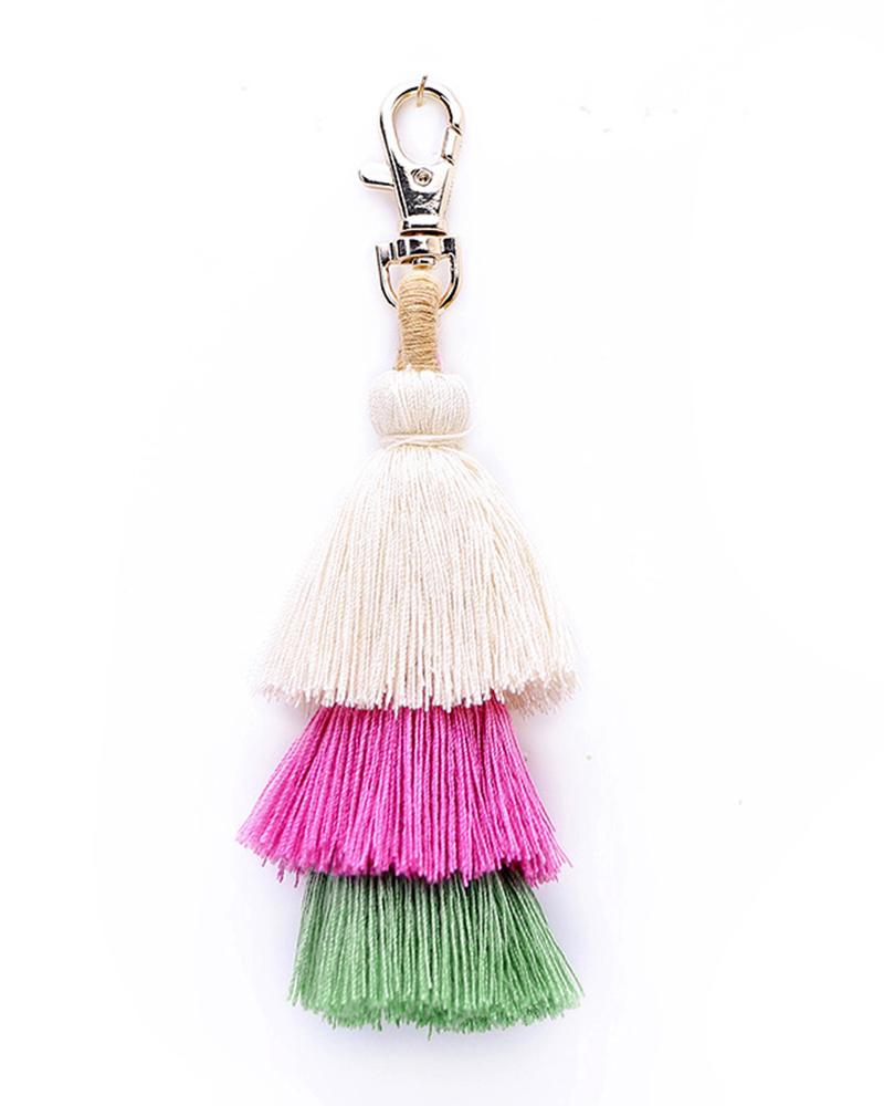 

Tassel Tree Shaped Bag Accessories King Ring, White