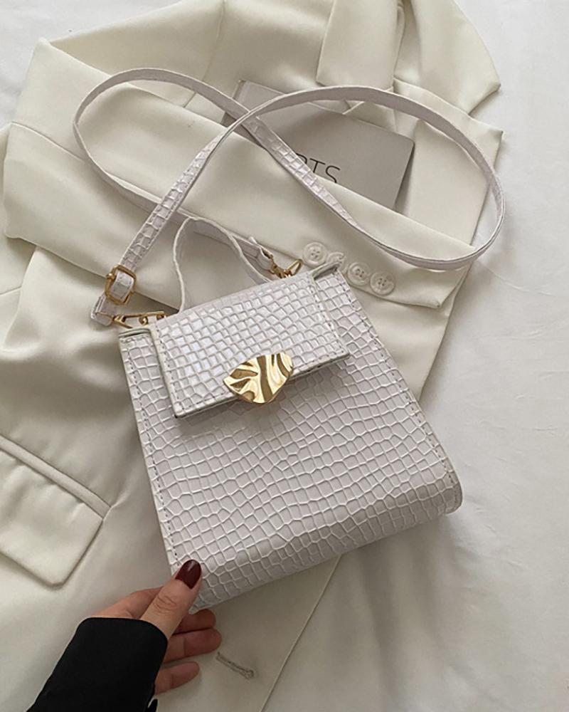 

Crocodile Top Handle Crossbody Bag, White
