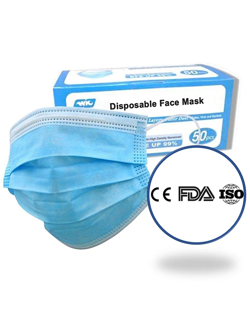 

Disposable Face Mask Filter Protection Three-layer Filter Unisex Anti-dust Mouth Mask, Blue