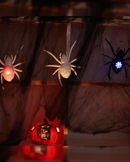 

1pc Halloween Hanging Decoration Realistic Spider Prank Gift With LED Lights, Black
