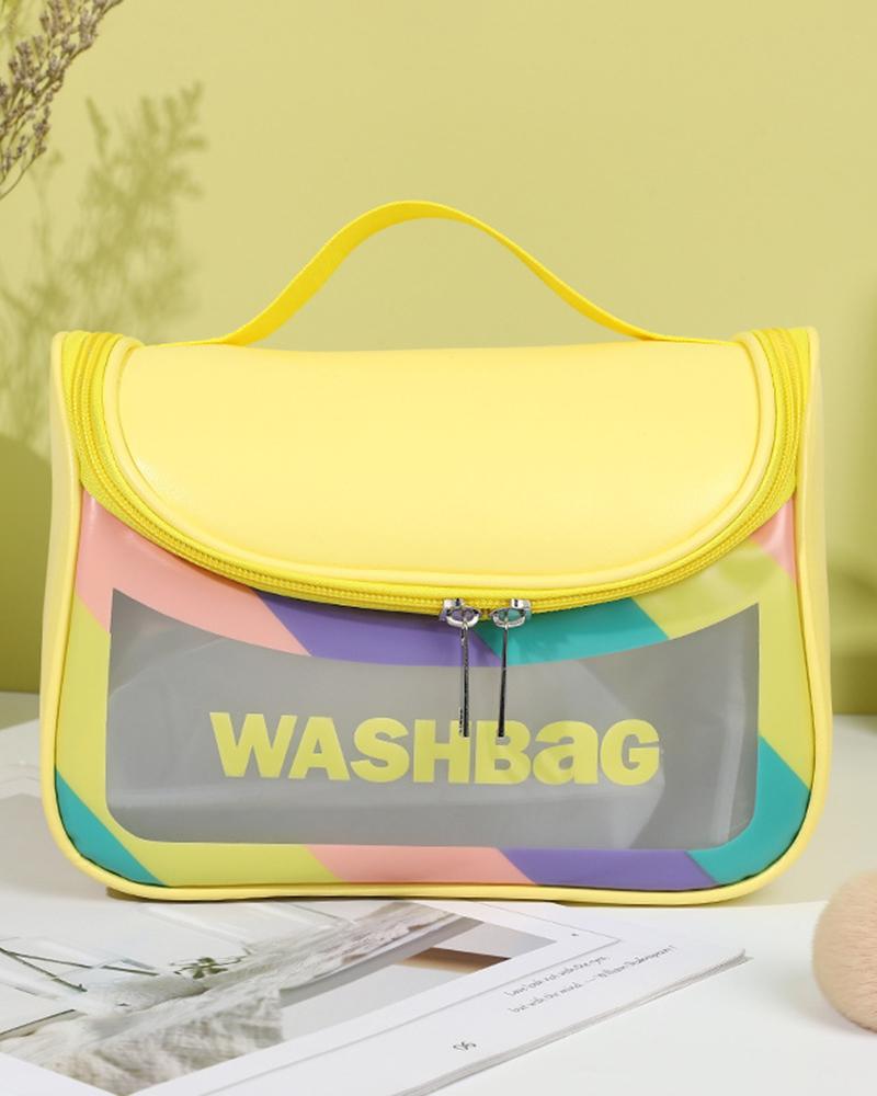 

Pastel Large Capacity Cosmetic Case Organizer Top Handle Makeup Toiletry Bag, Yellow