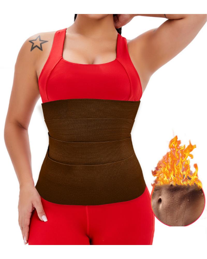 

Body Shaping Waist Trainer Sports Fitness Corset Waistband Restraint Elastic Webbing Tummy Control Abdomen Belt Shapewear, Coffee