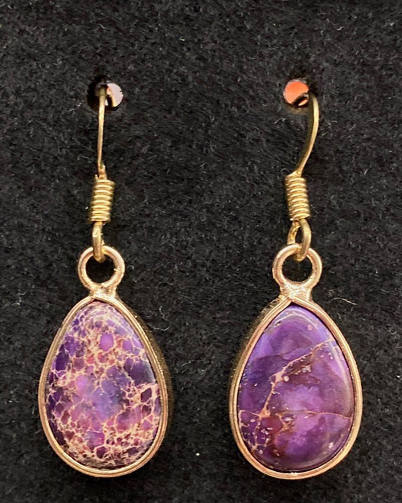 

1Pair Bohemian Natural Stone Water Drop Earrings, Purple