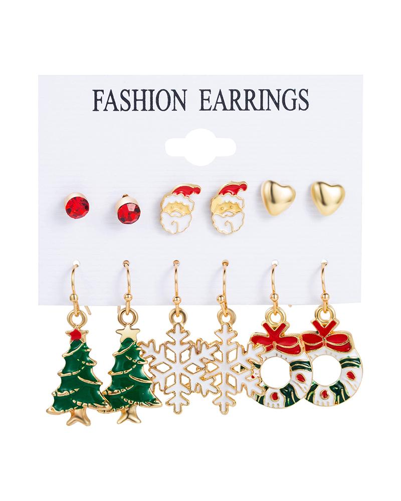 

6Pairs Christmas Cartoon Graphic Earrings Set, Style2