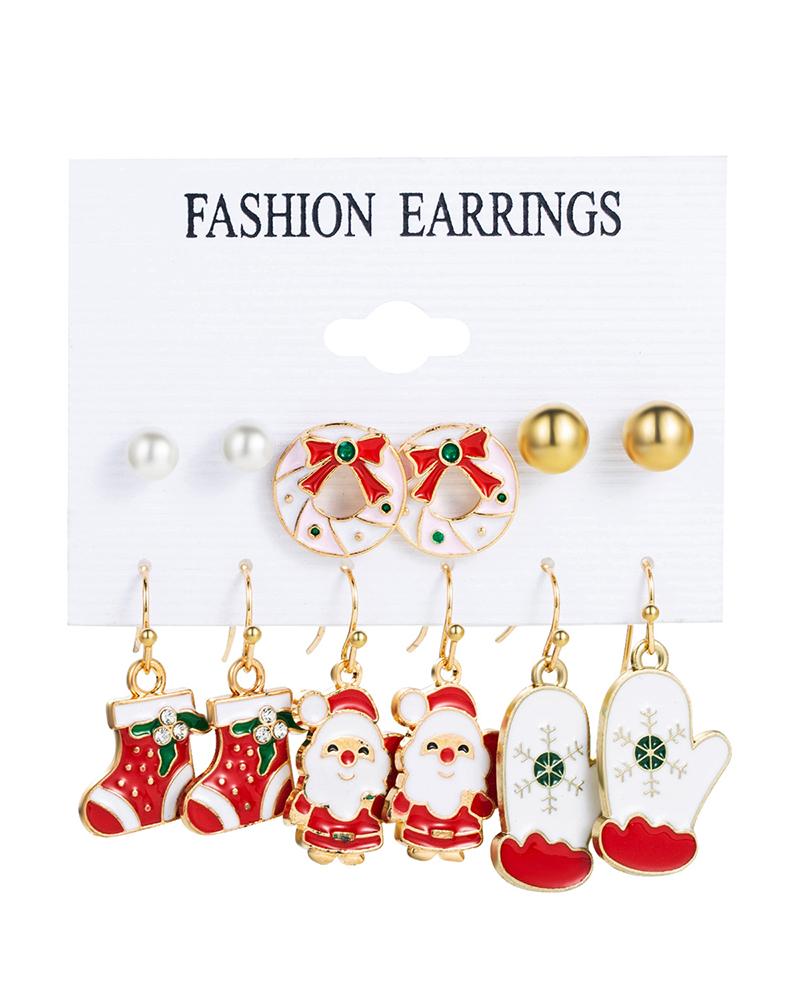 

6Pairs Christmas Cartoon Graphic Earrings Set, Style3