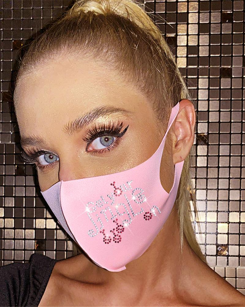 

Christmas Snowflake / Letter Pattern Studded Breathable Face Mask, Style6